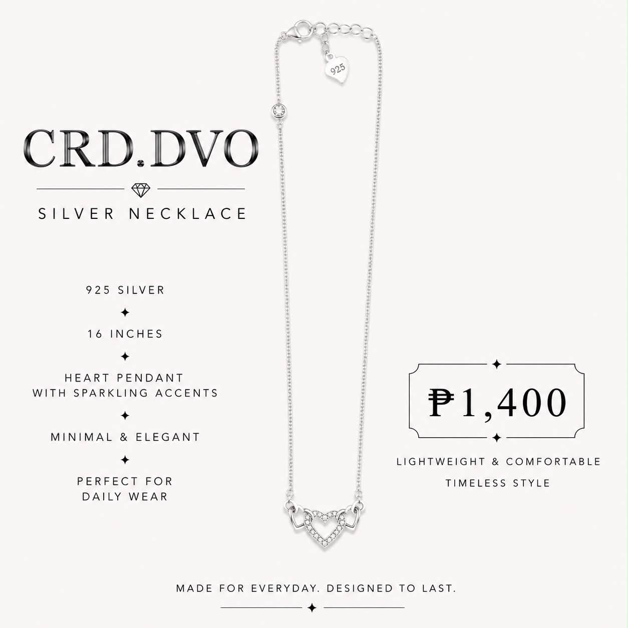 Everlasting Heart Silver Necklace