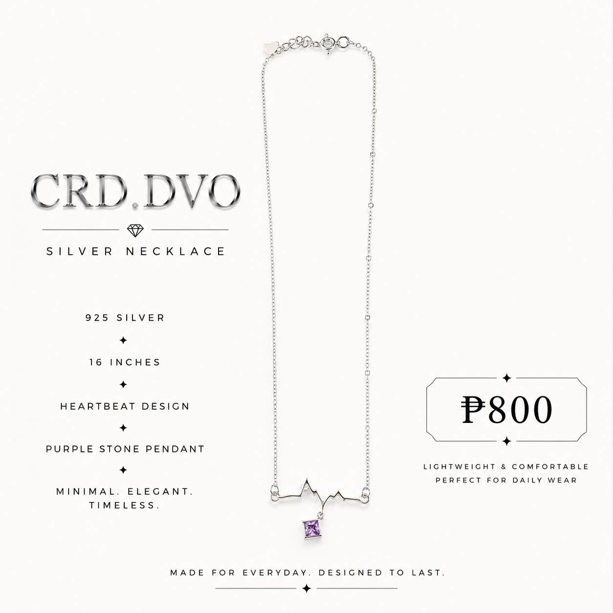 Violet Pulse Silver Necklace