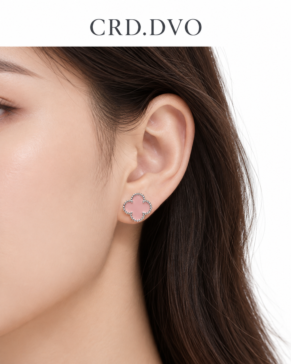 PINK CLOVER STUD EARRING