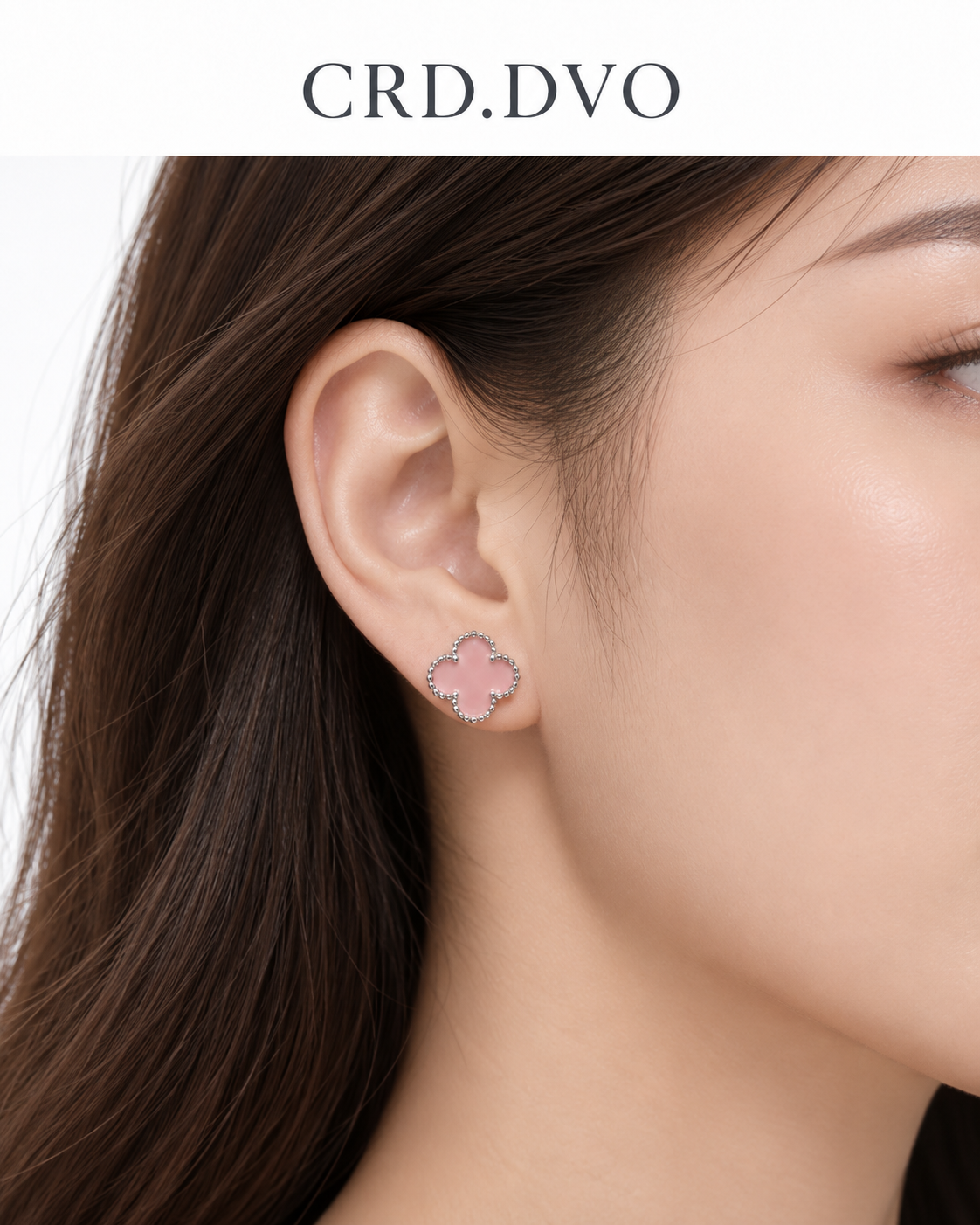 PINK CLOVER STUD EARRING