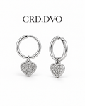 SILVER HEART DANGLING EARRING