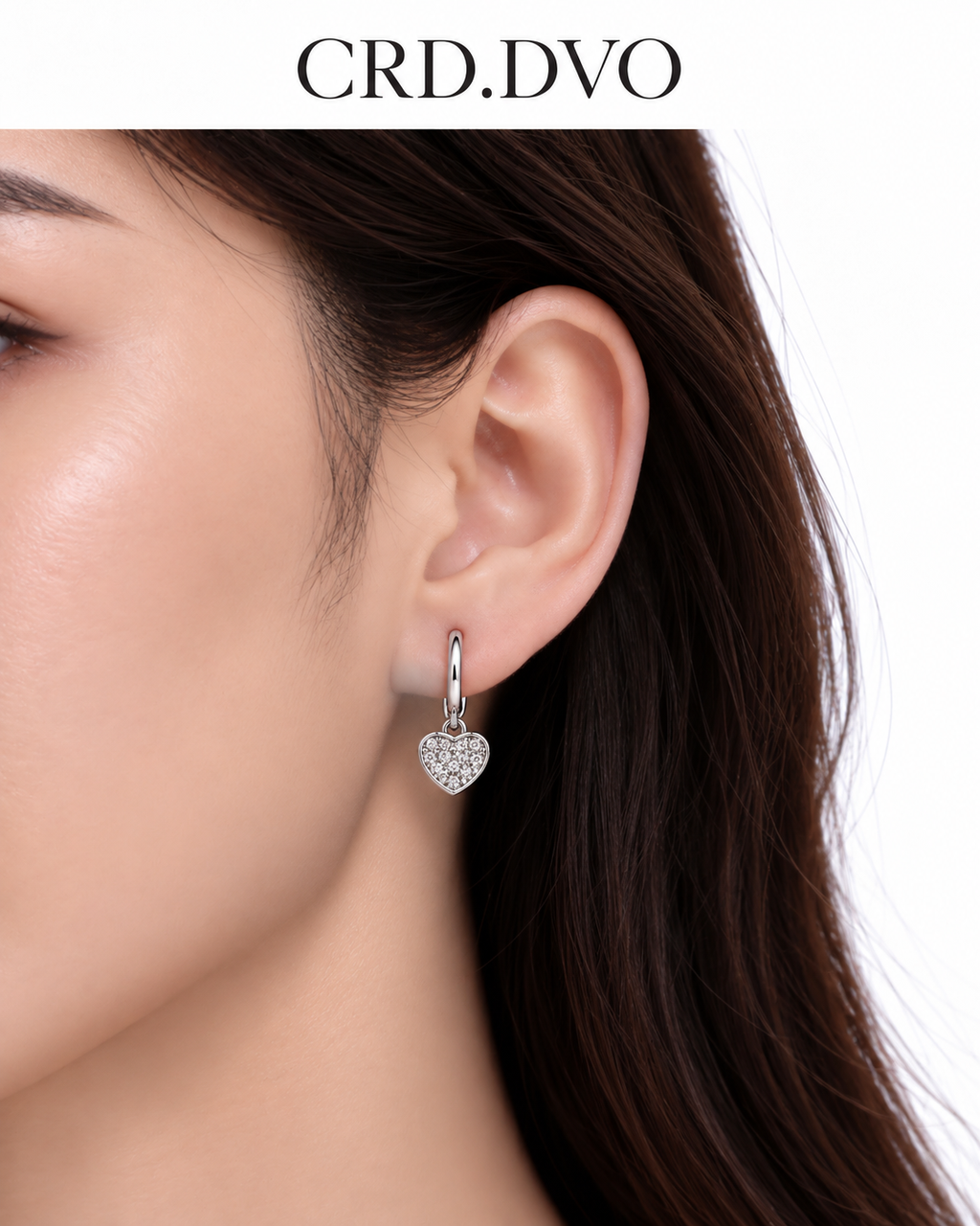 SILVER HEART DANGLING EARRING