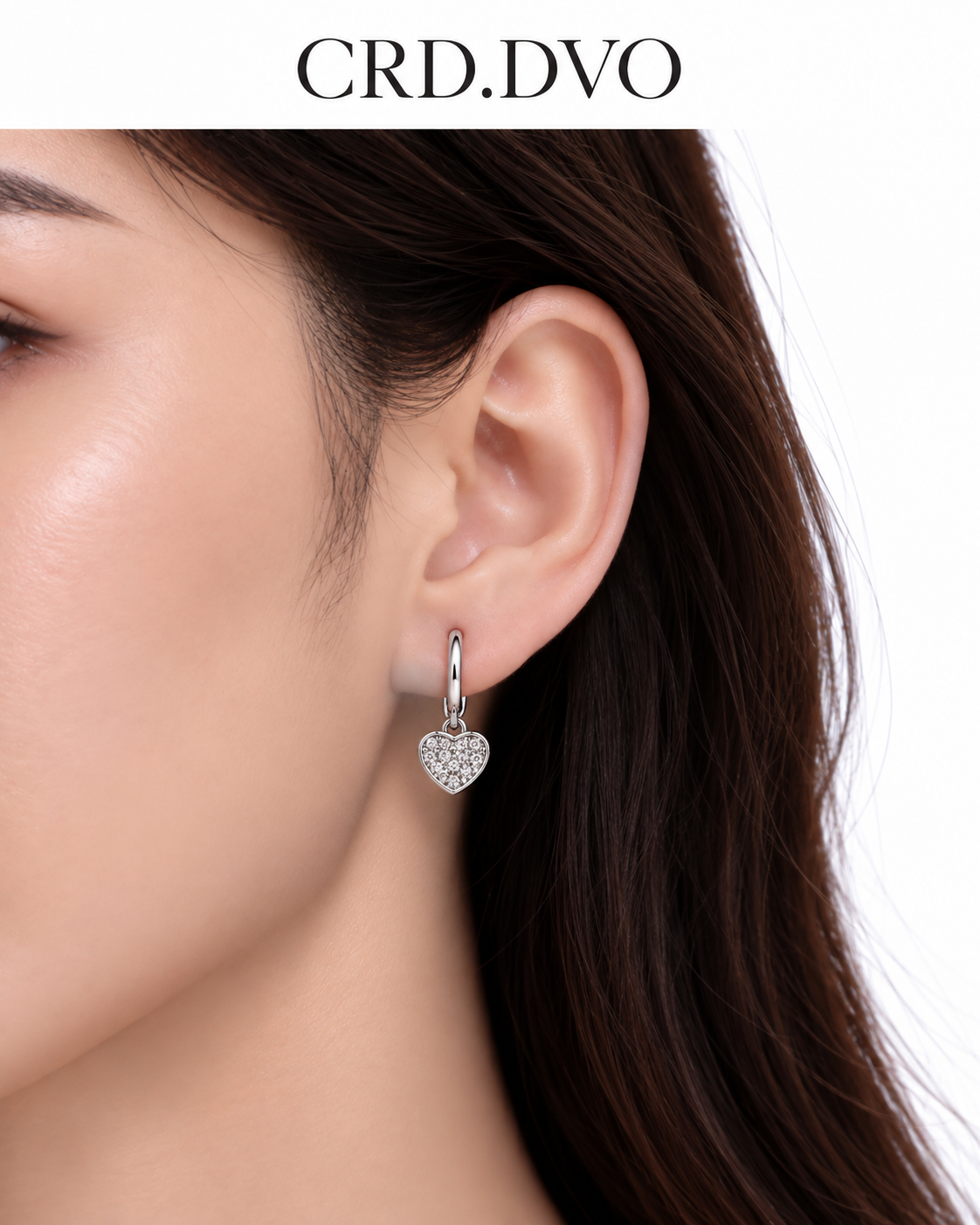 SILVER HEART DANGLING EARRING