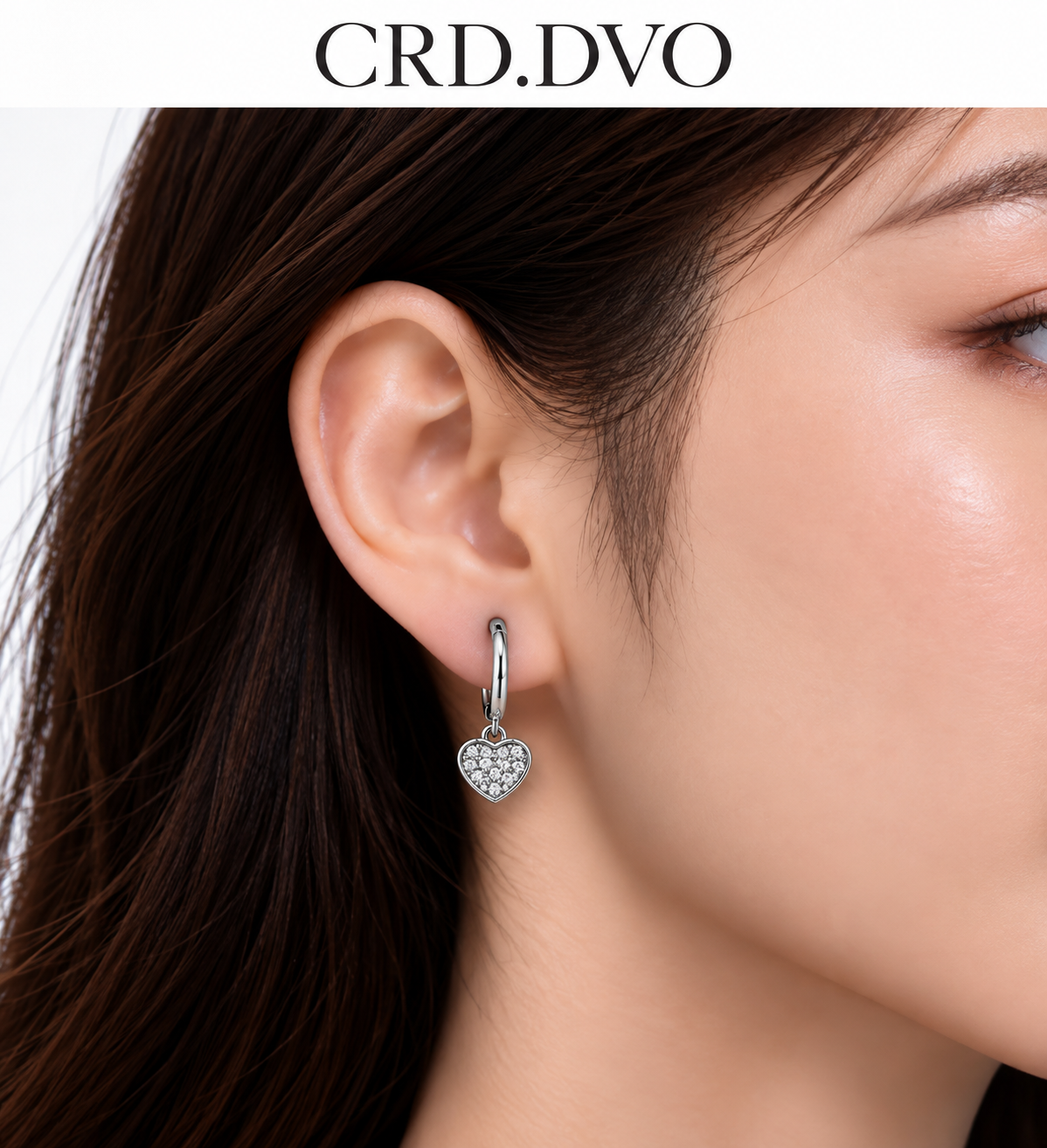 SILVER HEART DANGLING EARRING