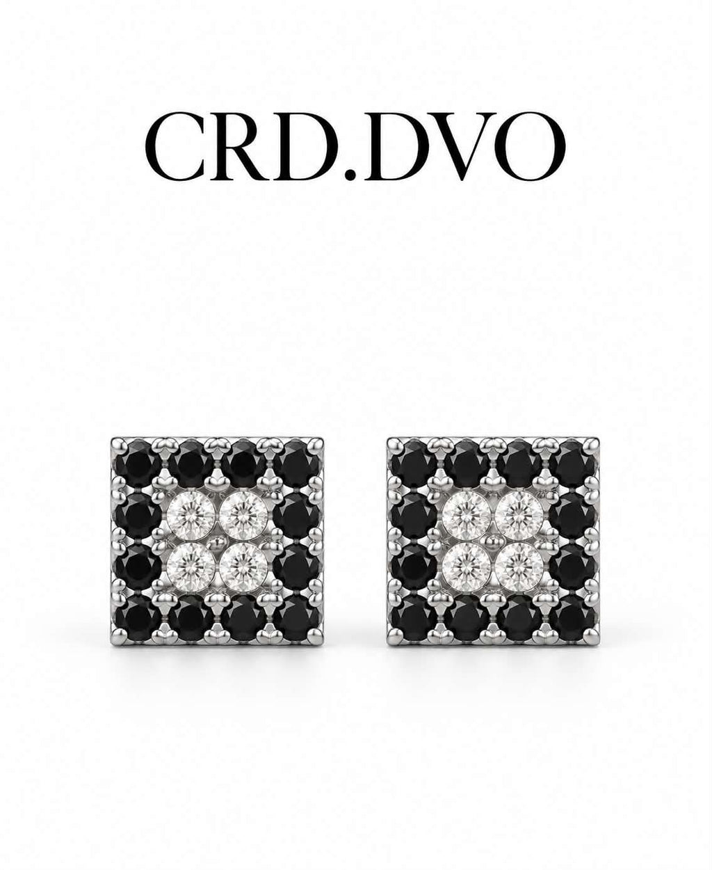 Noir Square Crystal Stud Earrings