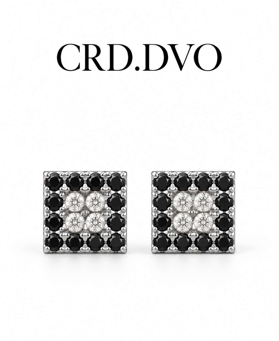 Noir Square Crystal Stud Earrings