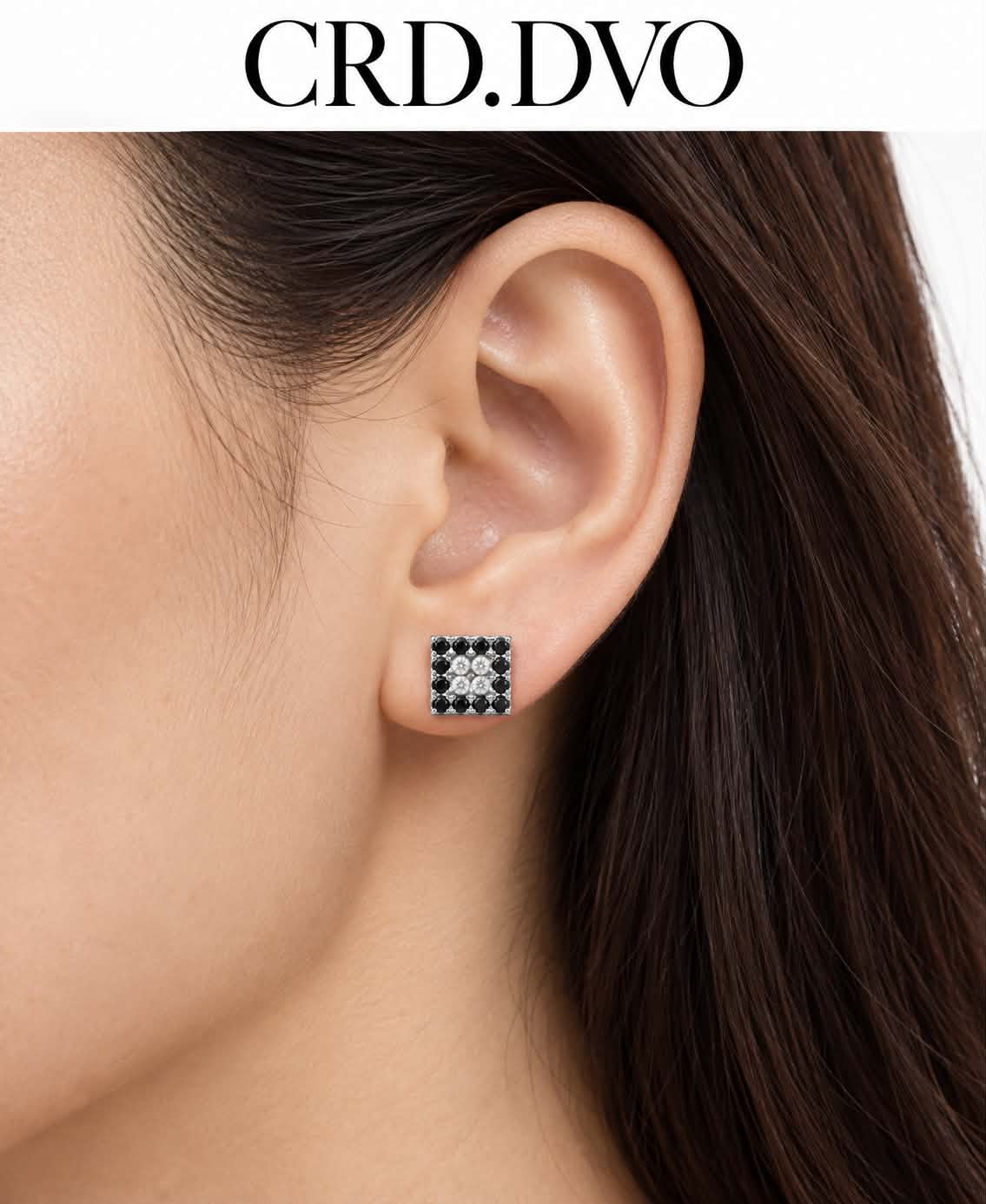 Noir Square Crystal Stud Earrings