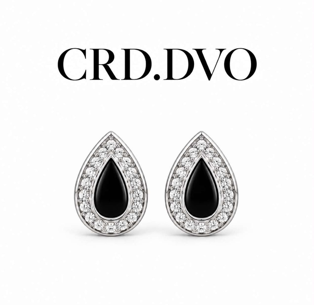 Midnight Teardrop Crystal Stud Earrings