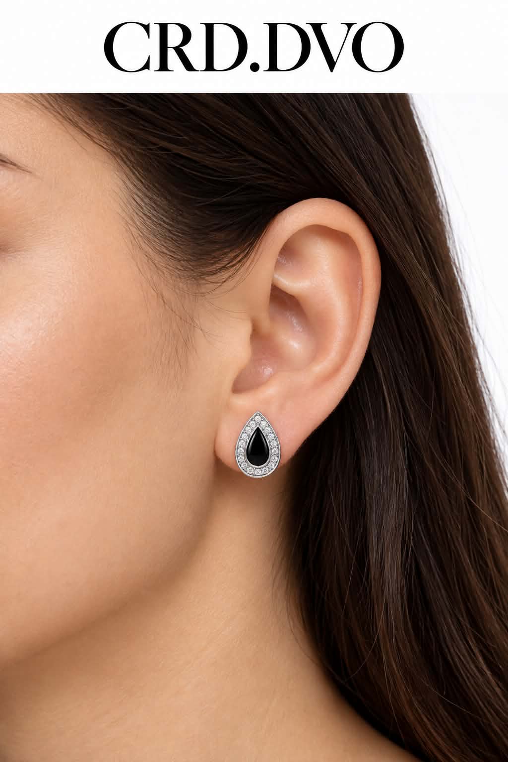 Midnight Teardrop Crystal Stud Earrings