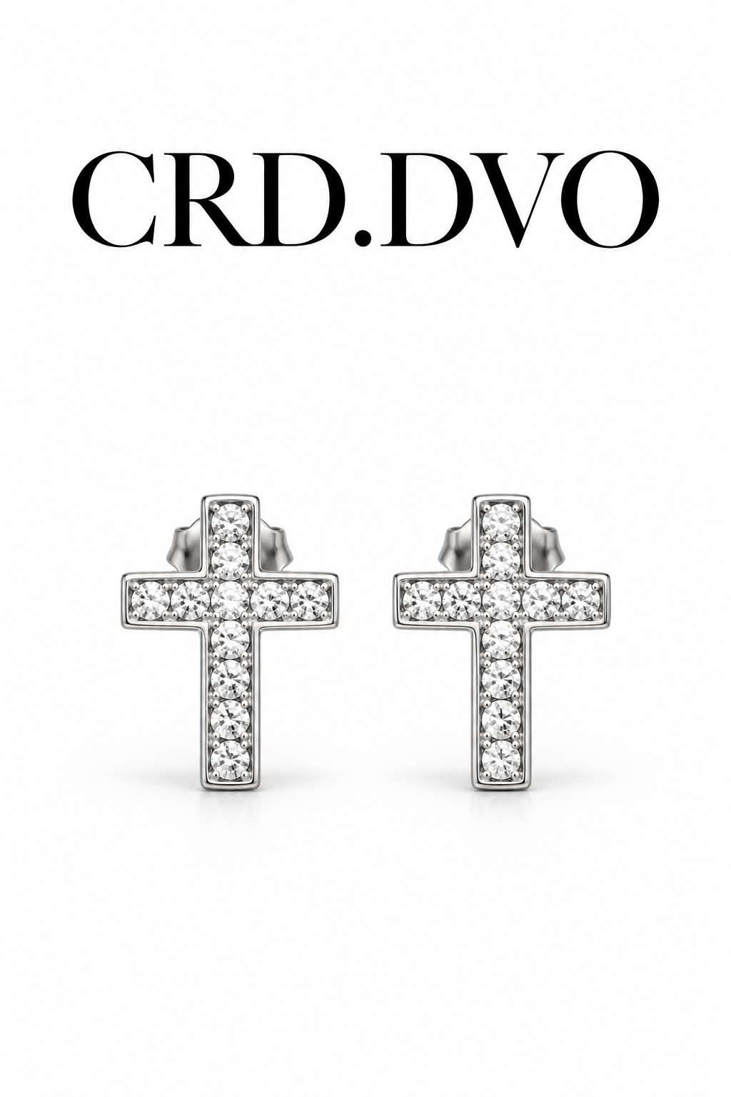 Divine Grace Crystal Cross Stud Earrings