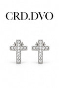 Divine Grace Crystal Cross Stud Earrings
