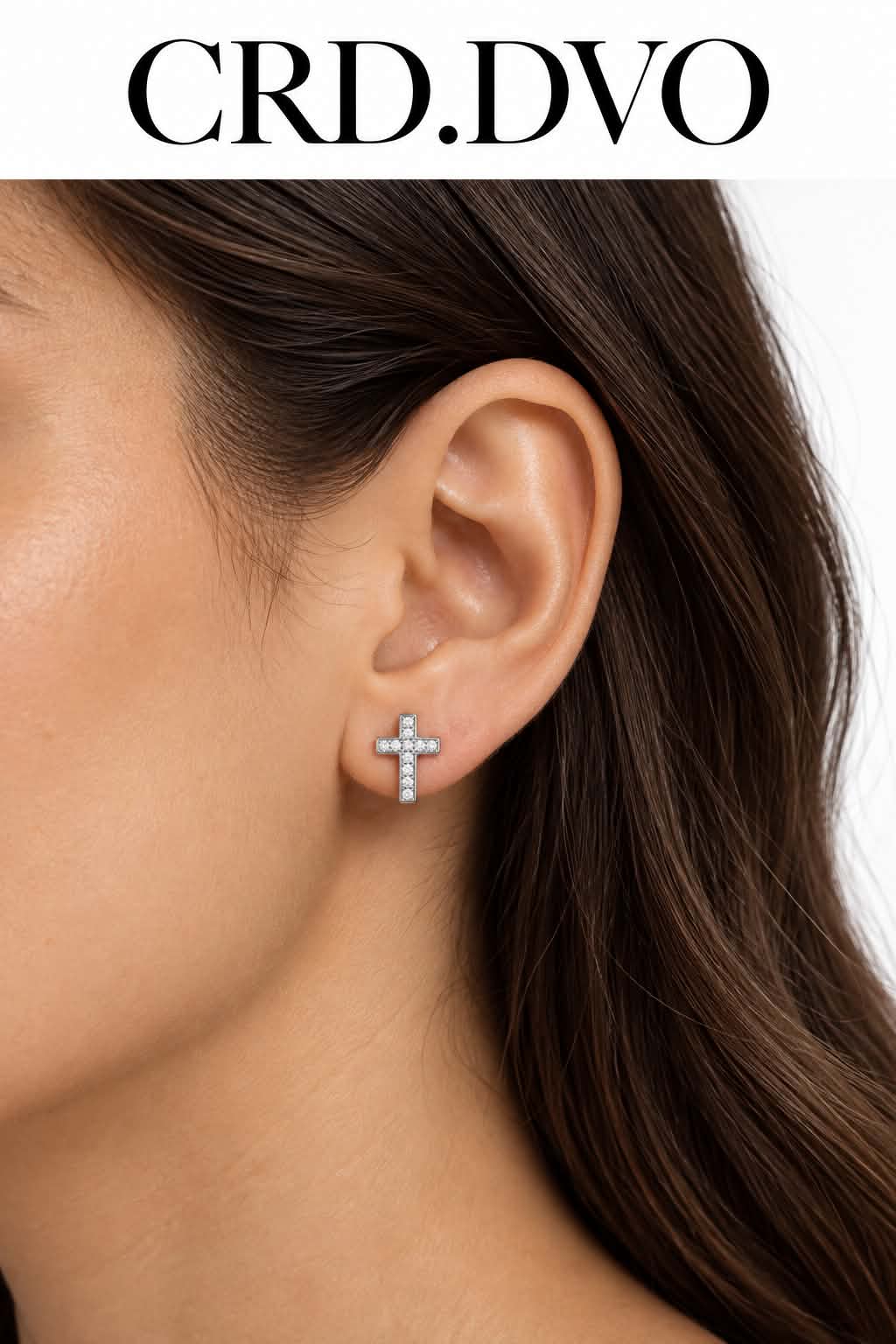 Divine Grace Crystal Cross Stud Earrings