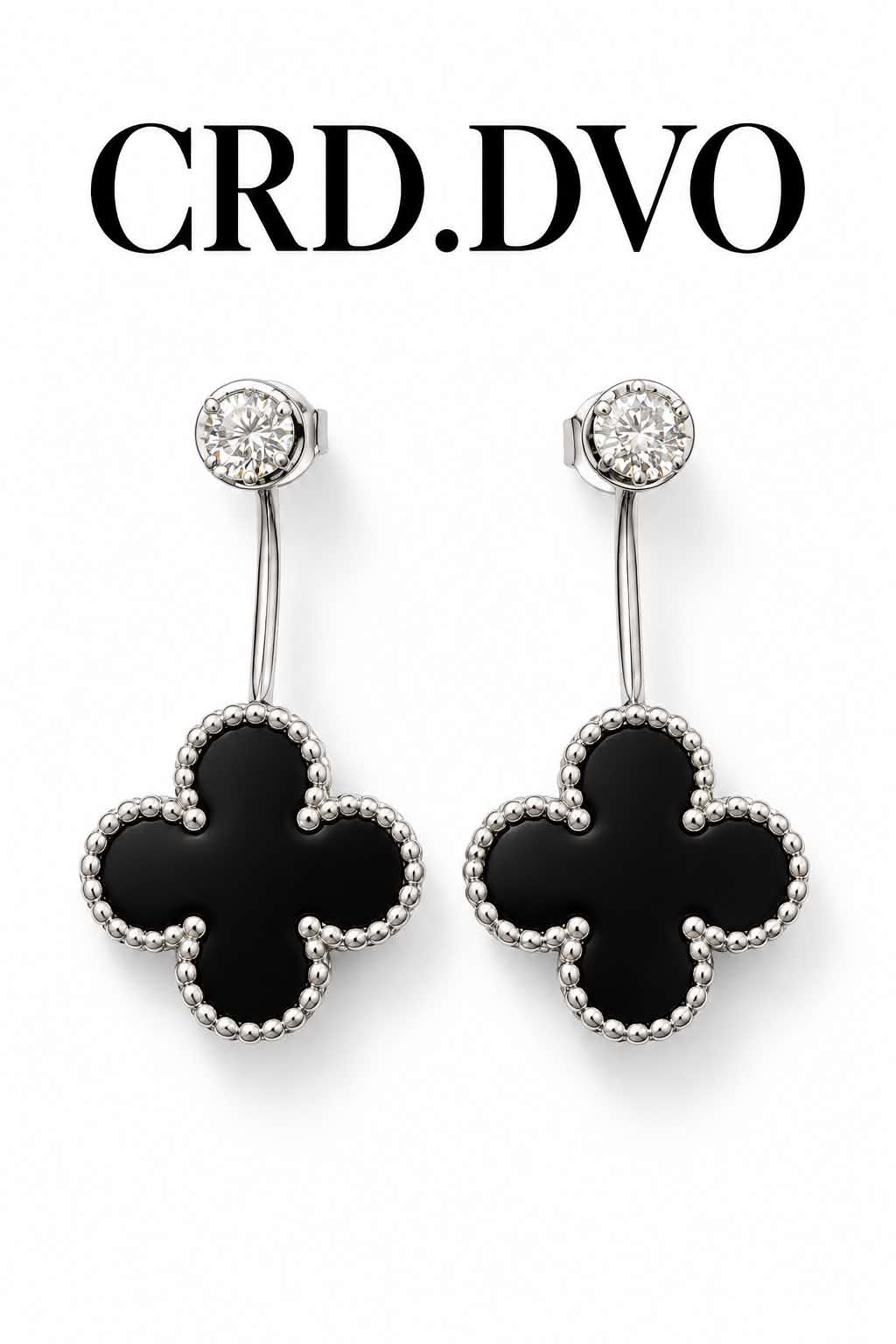 Noir Fleur Crystal Drop Earrings