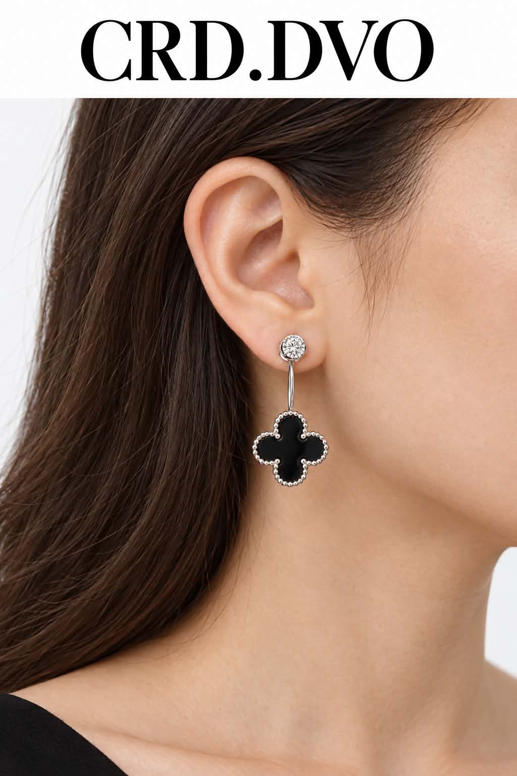 Noir Fleur Crystal Drop Earrings