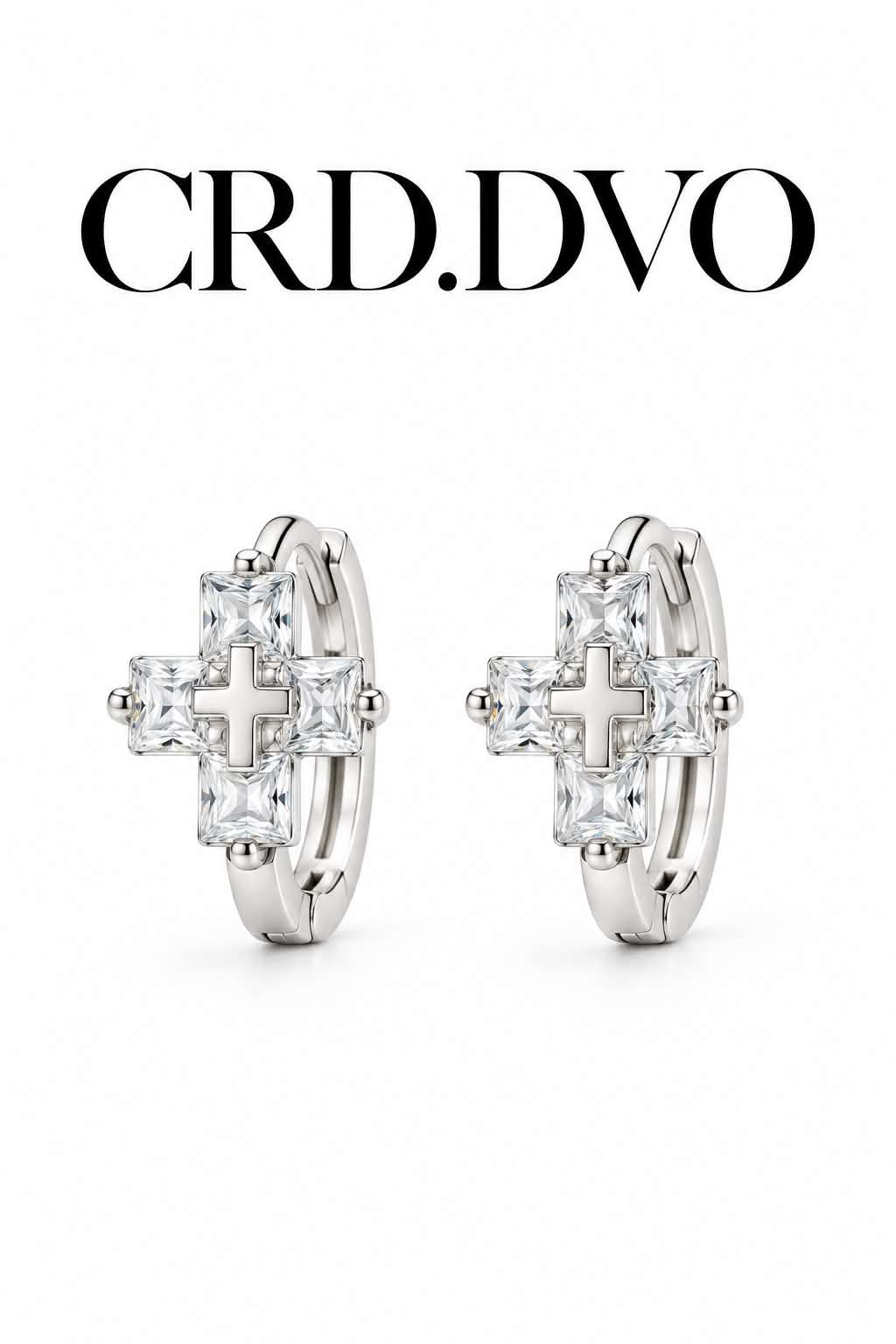 Divine Lumière Crystal Cross Hoop Earrings