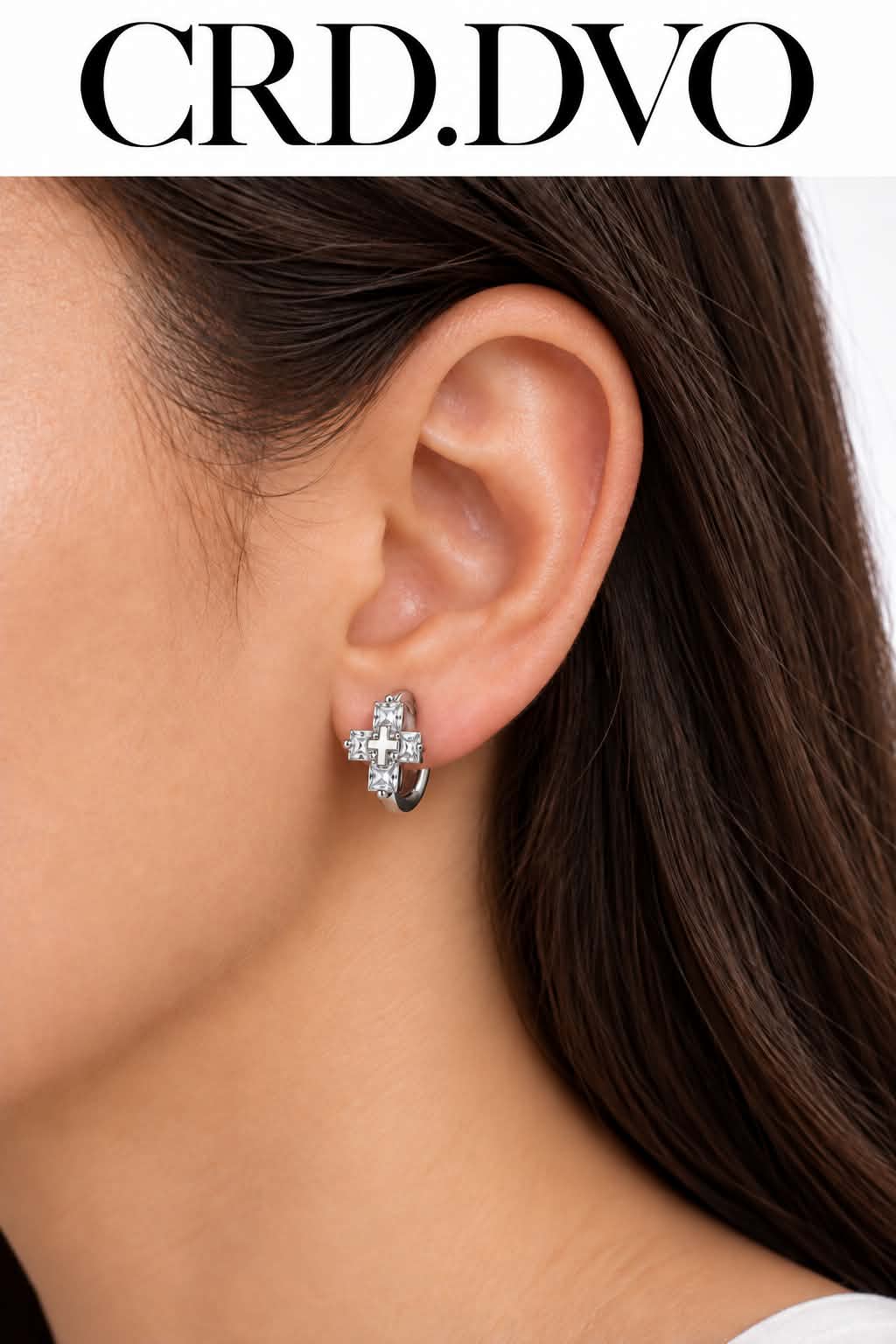 Divine Lumière Crystal Cross Hoop Earrings