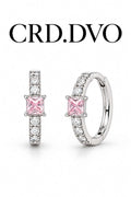 Rosé Élégance Princess-Cut Crystal Hoop Earrings