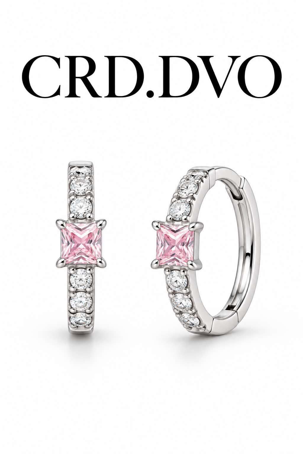 Rosé Élégance Princess-Cut Crystal Hoop Earrings
