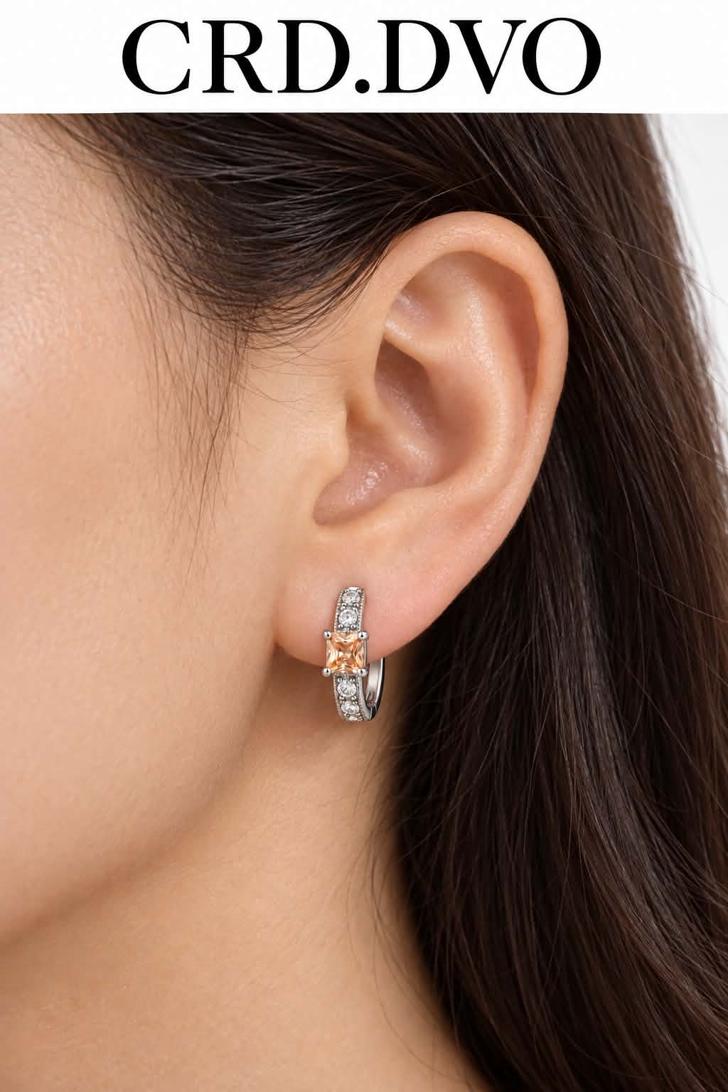 Champagne Éclat Princess-Cut Crystal Hoop Earrings