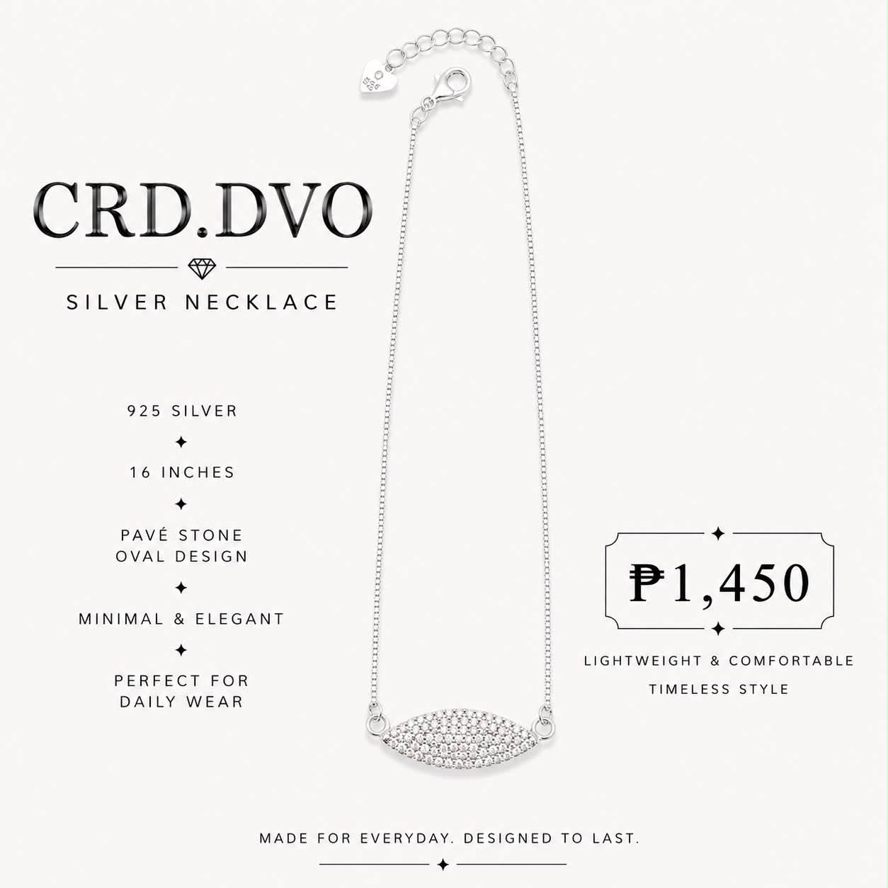 Radiant Oval Silver Necklace